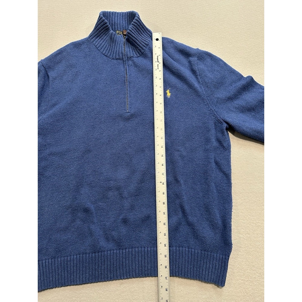 Polo Ralph Lauren Mens XXL Blue 1/4 Zip Sweater Cotton Pony Logo Pullover - Picture 7 of 13